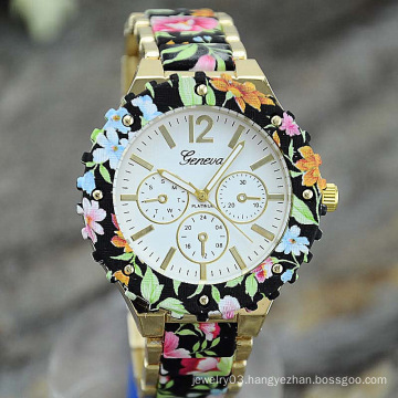 Hot Selling Metal Rose Watch Flower Geneva Wristwatches 2015 Brand